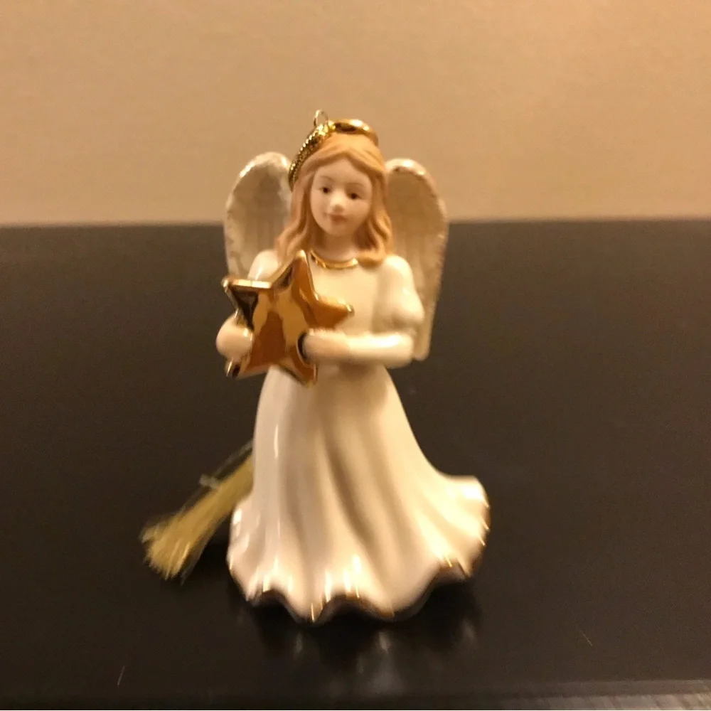 Lenox Angel Ornament with Gold Star.